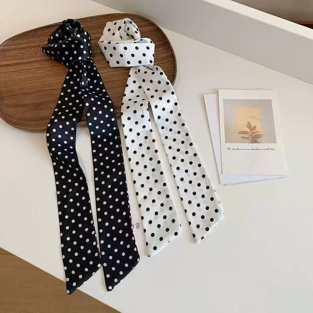 Корейский длинный черно-белый шарф с точечным шелковым шарфом весной и летом новый шарф с шеей украшение дикий темперамент с рубашкой