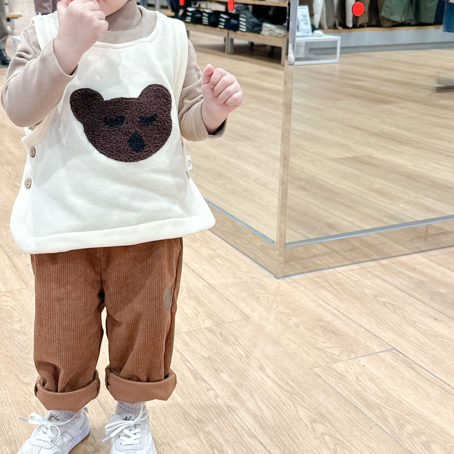 INS bebé Super lindo pequeño animal estilo coreano chaleco forrado de lana macho y hembra bebé Otoño e Invierno chaleco Chaleco de estilo occidental