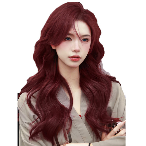 Raspberry Red Wig for Women, Long Wavy Hair with Center Part—A Trendy, Elegant Goddess Look Featuring Natural, Invisible Full Head Coverage