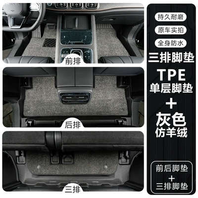 Seven-Seater C-Dm Full Surround Tpe | Modelə uyğun ayaqaltı - tiggo-9seven-seater-two-wheel-drive-tpe-floor-mat-upgrade-package-threshold-tpe-foot-pads-gray-imitation-cashmere-carpet