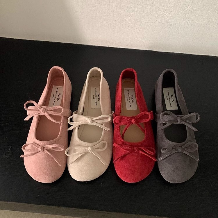 Zapatos planos de viento de noche, zapatos de ballet, lazo francés, zapatos Mary Jane, zapatos de mujer de principios de primavera con falda, suela suave, zapatos rojos individuales