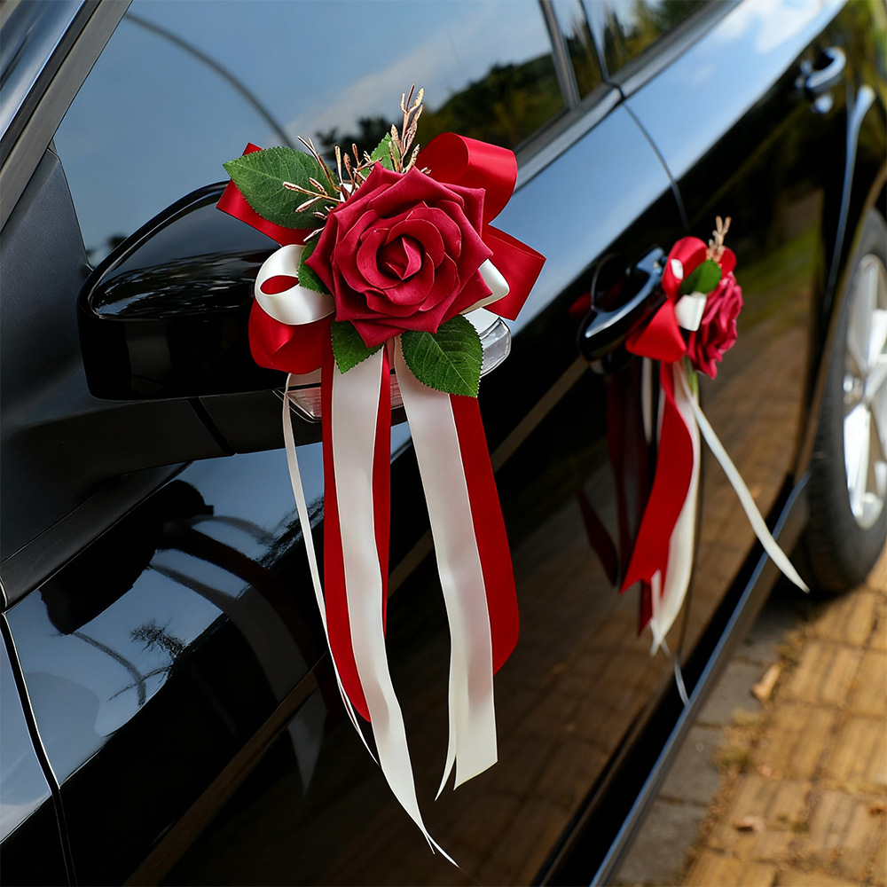 European-style simulated flower wedding car decoration latte art…
