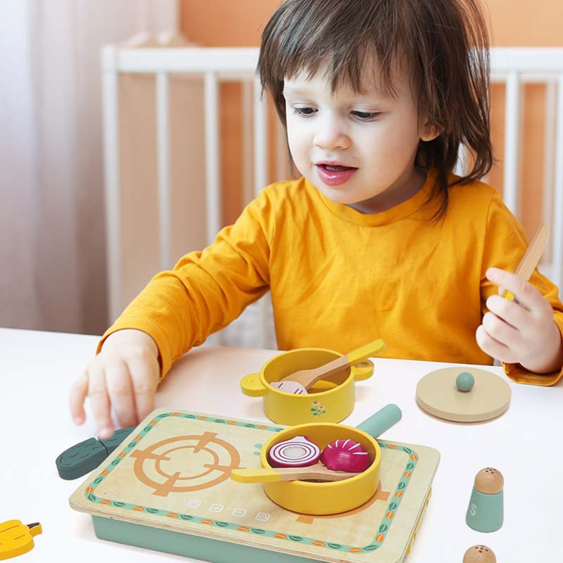 Simulación transfronteriza Tipo de cocina Juego de juguetes Chechele de simulación de madera