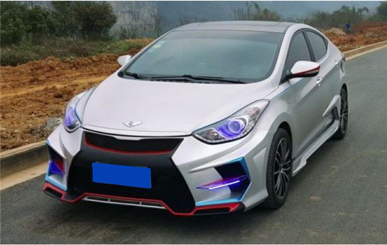 Suitable for 10-16 Models of Hyundai Elantra Modified Body Kits, Including Front Bumper, Rear Lip, Side Skirts, Grille, Rear Wing, and Fog Lights