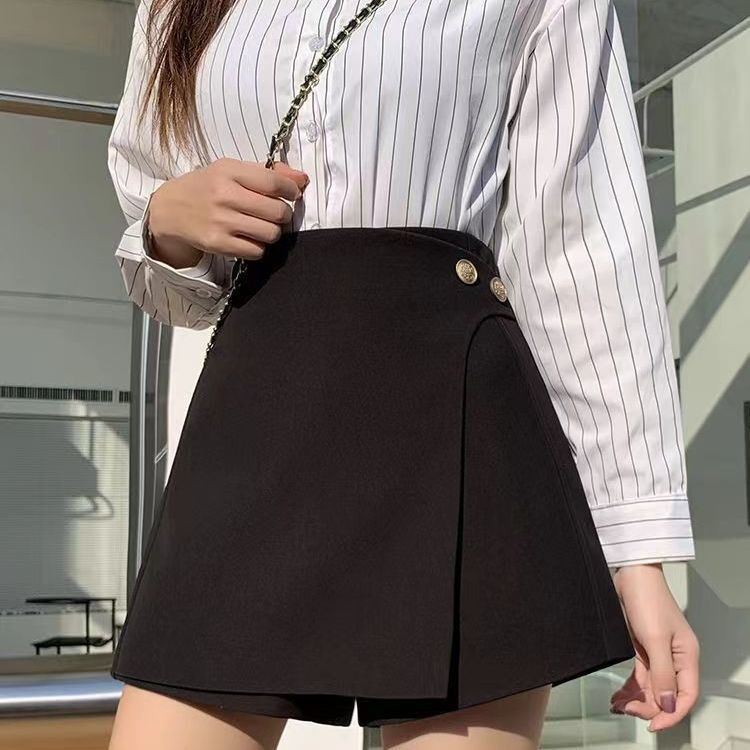 Shorts Women's Spring and Summer 2023 Casual Loose A- Line Skirt Pants Fake Two-Piece One-Piece Pants High Waist Slim Look Suit Short Pants Skirt