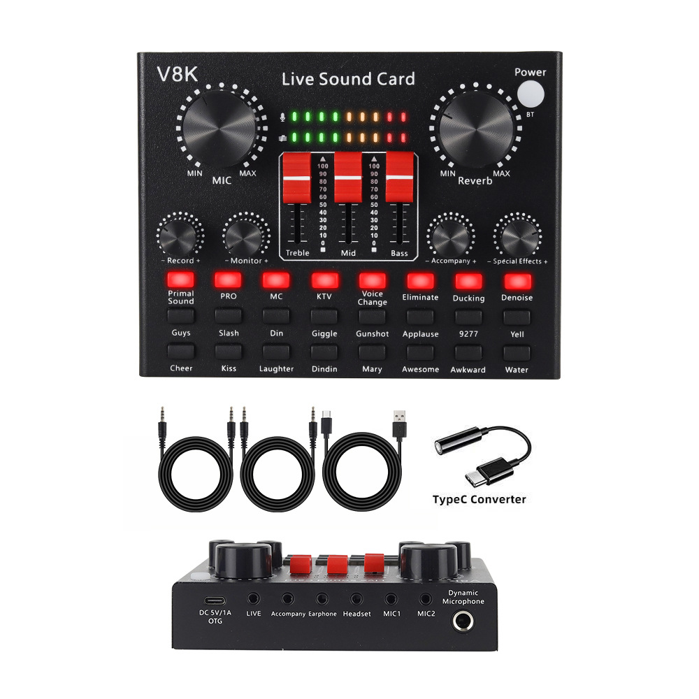 BM800 micrófono de condensador micrófono V8S teléfono celular tarjeta de sonido inglés computadora podcast typec conjunto completo de transmisión en vivo