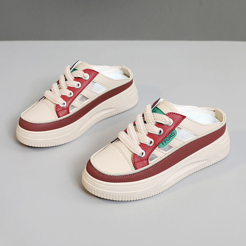 2026 zapatillas de fondo grueso para mujeres con lazos de cabeza redonda con zapatillas frías con la cabeza de medio remolque antideslizante con suela suave universal no cansará los pies image 2