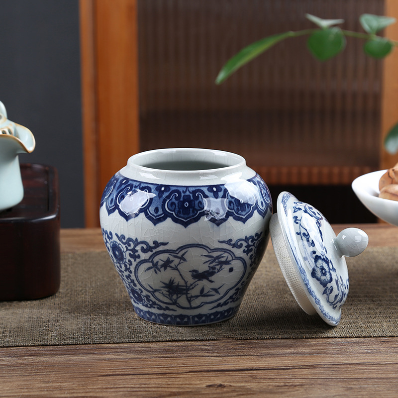 La lata de té de barro de cerámica vieja, hoja abierta, latas de sello de porcelana, latas generales domésticas, latas de almacenamiento de té de cerámica a prueba de humedad al por mayor