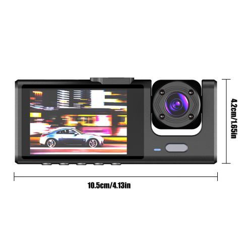Cross-border new product three-record driving recorder 1080P wide angle three-lens car recorder with reversing visibility