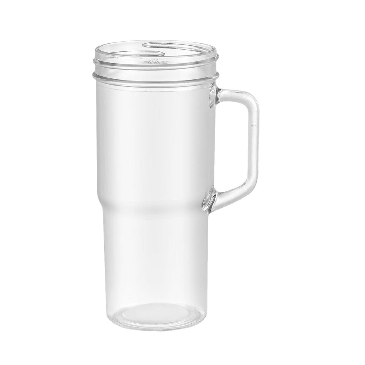 24oz Taza Mason de automóvil con mango de madera taza de bebida taza de vidrio de paja de gran capacidad taza de té de leche taza de paja taza de agua