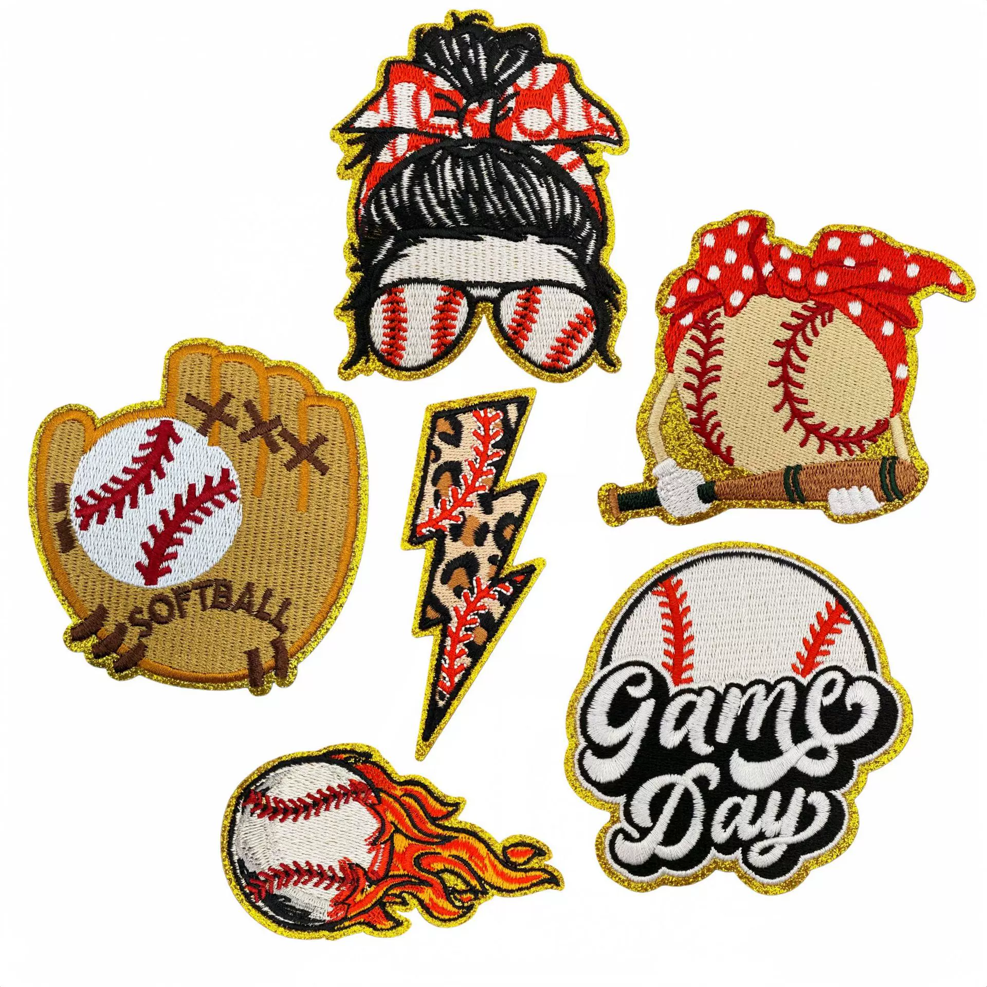 跨境卡通棒球刺绣布贴个性装饰补丁贴片服装辅料热熔胶电脑绣花标