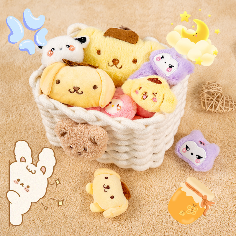 Cartoon Plush Doll Sanrio Kulomi Pudding Dog Merlot Brooch Clothes Bag Jewelry Accessories