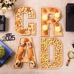 木製パレットパーティーアルファベット数字デリ木製食事皿誕生日パーティー装飾スナックデザート皿キャンディー皿