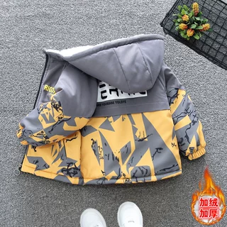 男童秋冬装加绒外套2025新款韩版洋气宝宝休闲衣服儿童加厚夹克潮