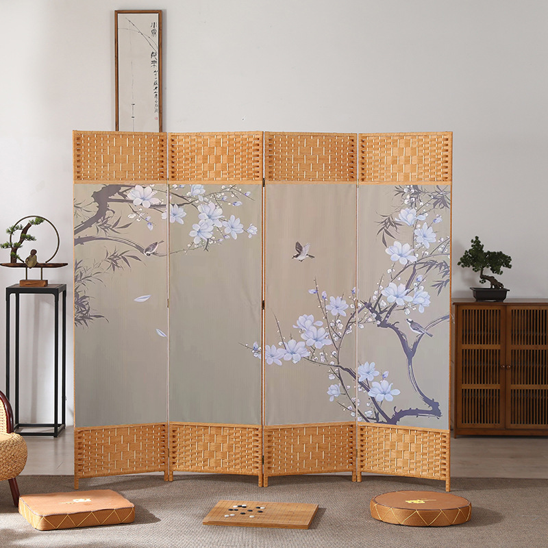 中国風のシンプルなスクリーンパーティション壁屏風リビングルーム寝室ブロッキングシンプルモダンな折りたたみモバイル布バリアホーム