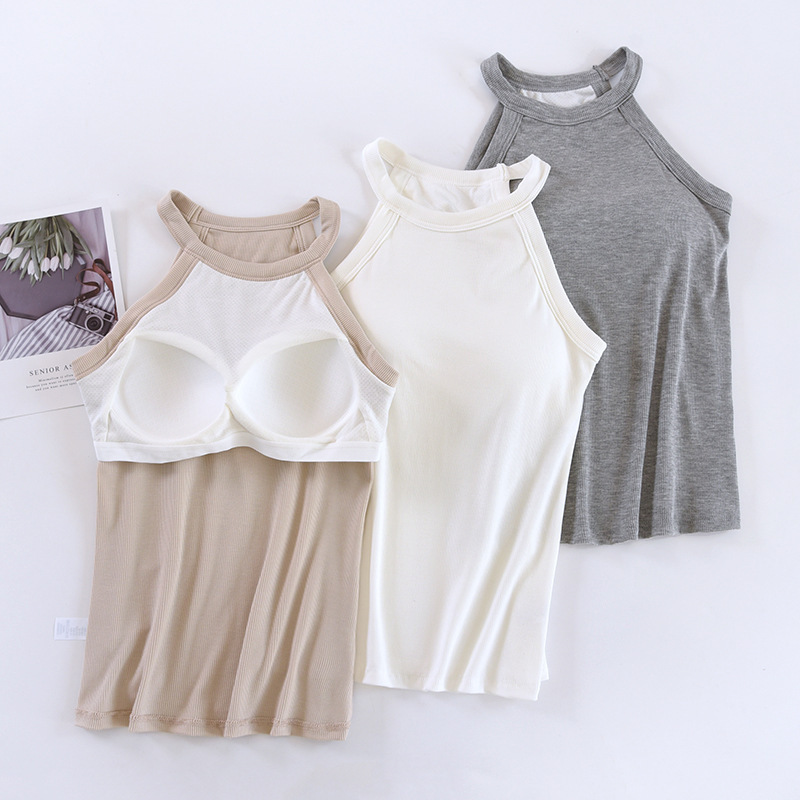 Thread with Chest Pad Long Neck Hanging Strap Bra One-piece Slim-fit Underwear Sexy Off-shoulder Vest Inner Base Shirt Thread with Chest Pad Long Neck Hanging Strap Bra One-piece Slim-fit Underwear Sexy Off-shoulder Vest Inner Base Shirt
