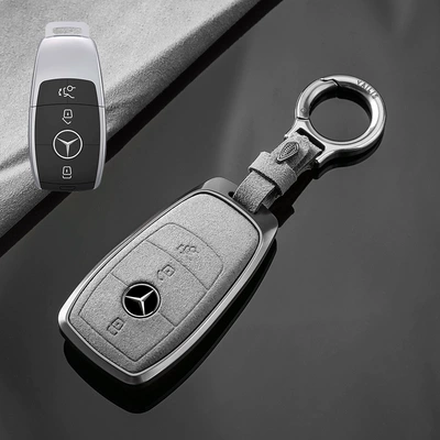 Car key bag | cover buckle - no-specifications-mercedes-benz-b-tarnish-aluminum-alloy-light-gray-suede-upgrade-ring-buckle