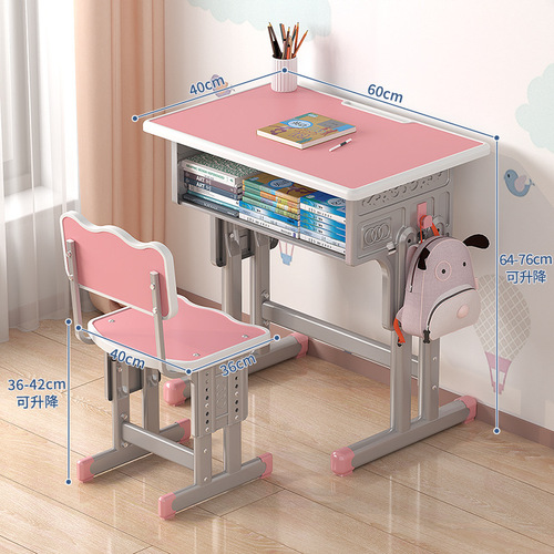 Home Adjustable Height Children's Study Desk and Writing Desk Training Class Room School Desk for Primary School Students Learning Desk Set with Chairs