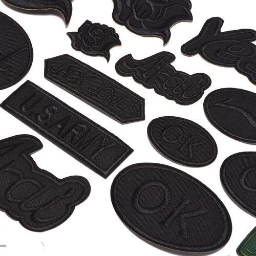 Black embroidered patch jeans hole patch patch clothing back adhesive patch patch repair subsidy flower small cloth patch embroidered label