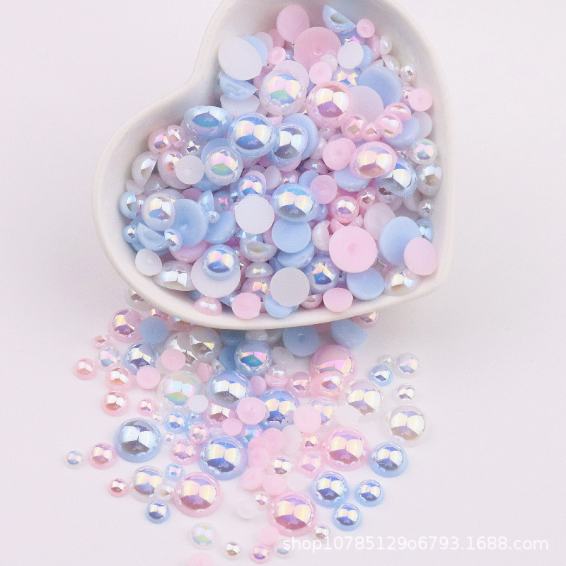 Mixed 3-10 mm semi-circular pearl fantasy ABS imitation pearl flat…