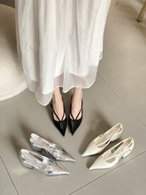 2025春季新款尖头粗跟高跟欧美时尚包头女鞋