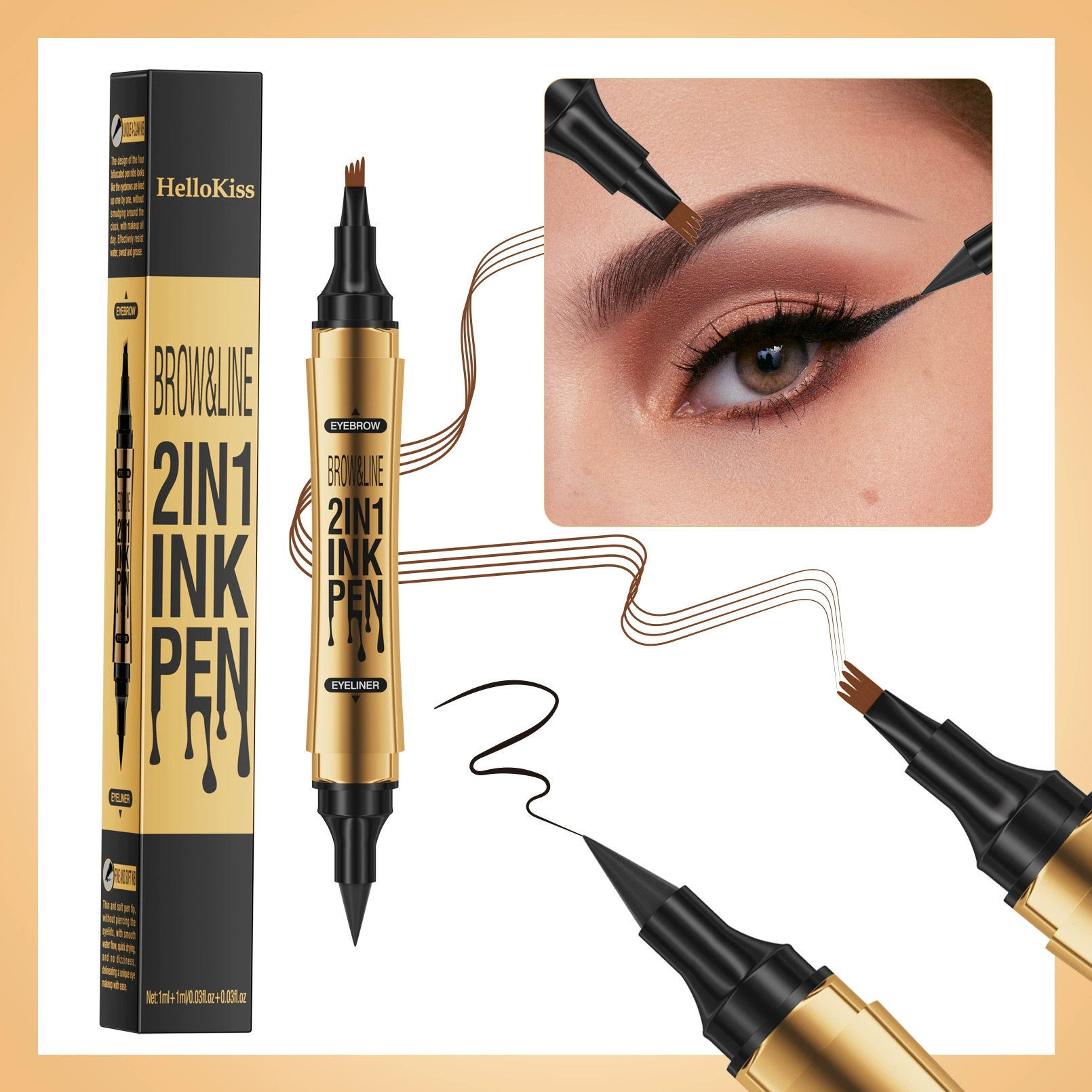 (Cross-border trading), waterproof eyebrow pencil, double-sided eye pencil, liner