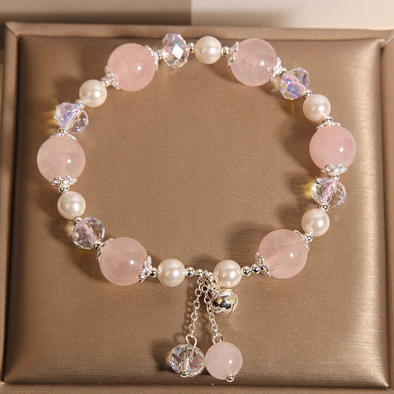Pulsera de cristal rosa natural para mujer