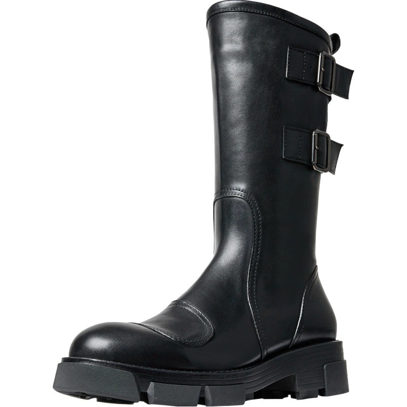 Высокие Ботинки Martin в британском стиле, мужские кожаные мотоциклетные ботинки челси на молнии и платформе, мужские длинные сапоги первого слоя из воловьей кожи, модные