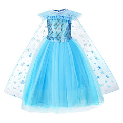 Ice and Snow Princess Dress, Overseas Love Elsa Girls' Dress Elsa Children Christmas Costume Performance Wear