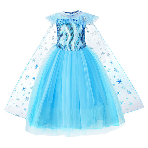 Ice and Snow Princess Dress, Overseas Love Elsa Girls' Dress Elsa Children Christmas Costume Performance Wear
