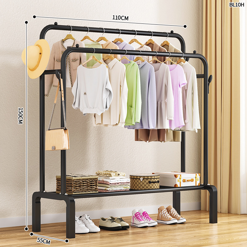 110 블랙 [업그레이드된 더블 폴] 더블 행잉 옷