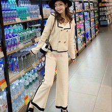 欧洲站女装欧货潮2025初秋新款休闲显瘦轻熟风套装针织两件套洋气