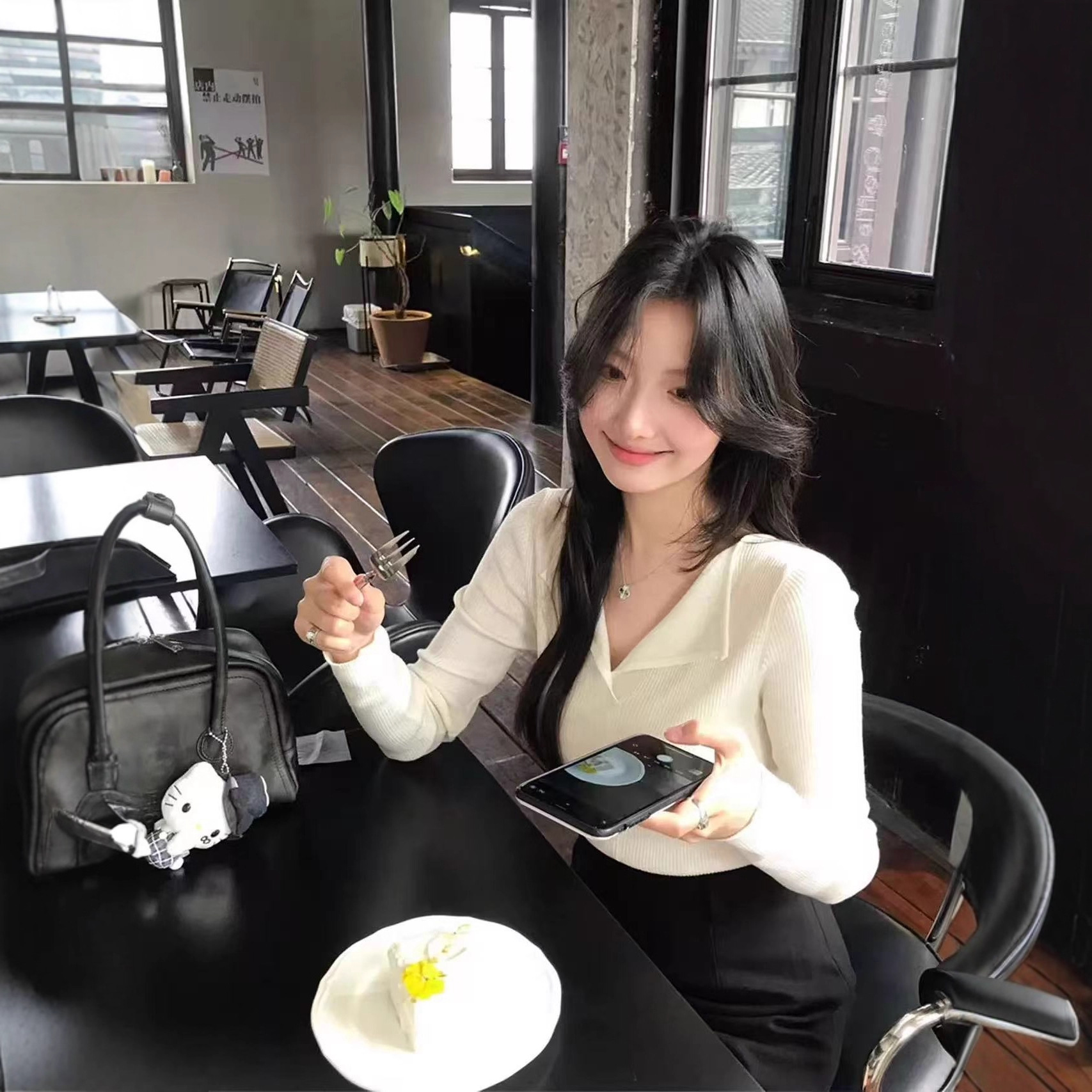 安娜家翻领针织打底