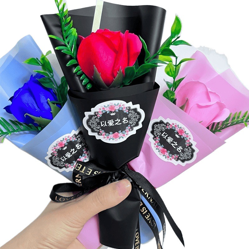 Flor artificial, clavel, ramo único, flor de jabón, venta al por mayor, regalos del día de la madre, promoción de la tienda, promoción de productos transfronterizos