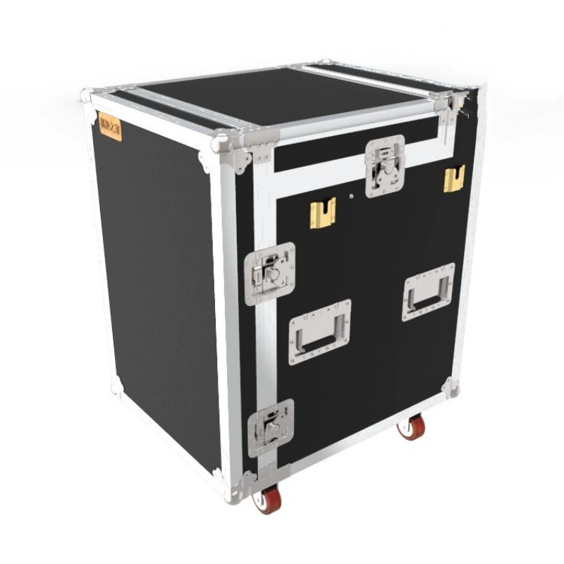 Mobile storage box flight case cabinet audio live broadcast home amplifier cabinet engineering with shelf hydraulic rod double layer