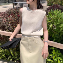 【夏韵轻衫】桑蚕丝针织背心女夏季打底外穿圆领无袖上衣