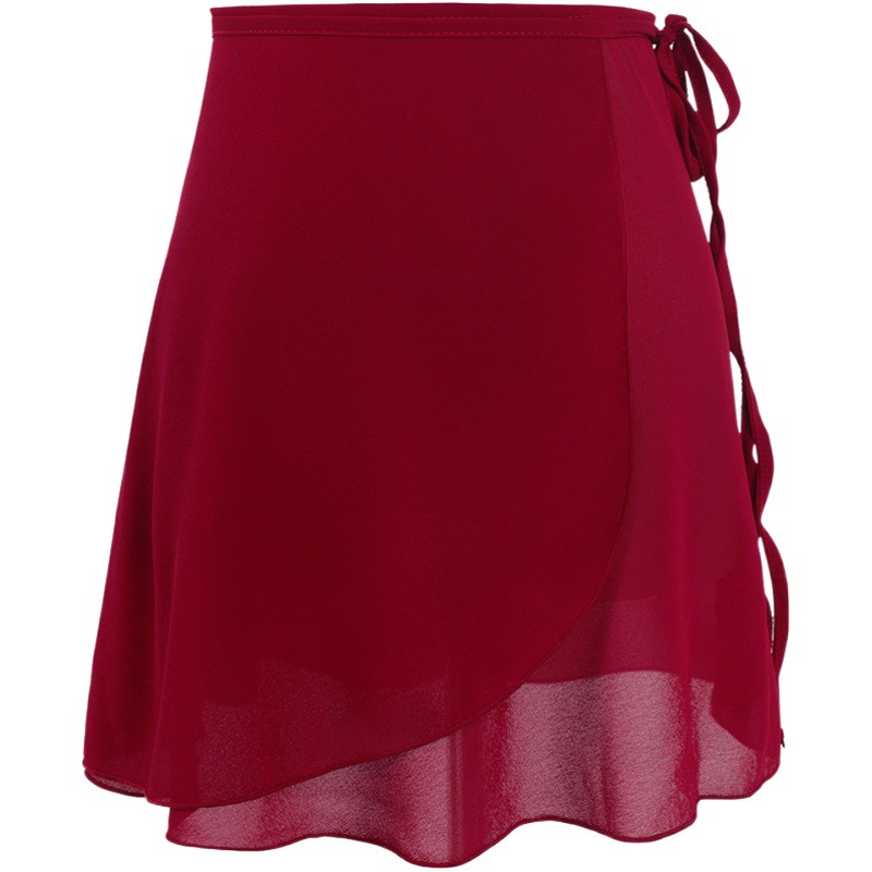 Falda de ballet falda de mujer adulta falda de una pieza falda de práctica de ballet Ropa de baile de gasa con cordones vaina falda de gasa corta