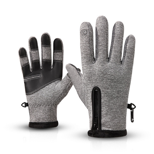 Men's winter sports cycling gloves, windproof, outdoor mountaineering and skiing, wear-resistant touch screen plus velvet warm full-finger gloves