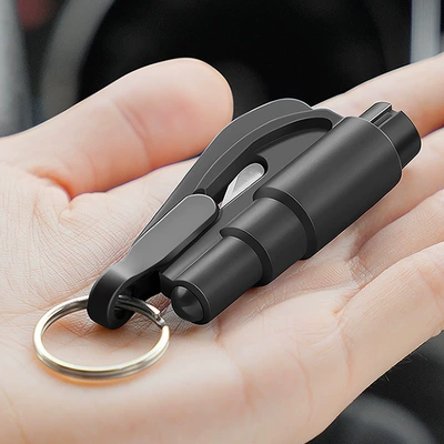 Car Hammer Car Escape Window Breaker Life-saving Hammer Car Supplies Complete Book One Second Break Glass Emergency (Qəza çəkici) - one-second-window-breaking-tool-black-with-test-glass-1-pack