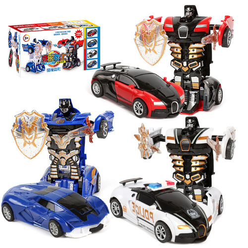 Children's collision inertia deformation toy car boy collision deformation sports car racing police car robot model