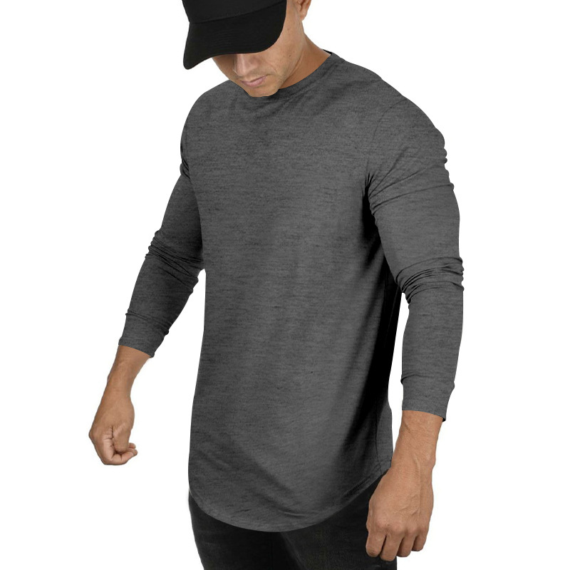 Autumn/Winter Men's 2024 Long sleeved Casual Round Neck Solid Color Top with Bottom T-shirt_senzul.com