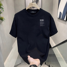夏季新款时尚男装T恤短袖极简设计图印花圆领时尚潮牌百搭男重磅