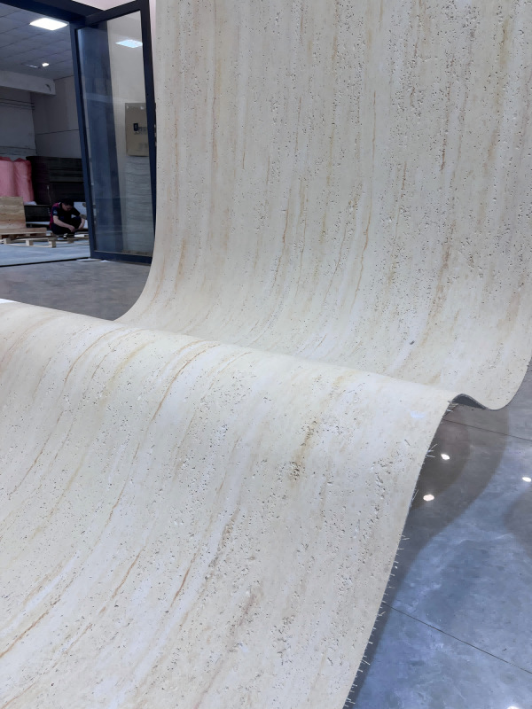 Porcelana suave Piedra flexible Tablero decorativo de travertino romano ligero Azulejos de exterior Tablero de pared de piedra Xingyue Panel decorativo de piedra de imitación