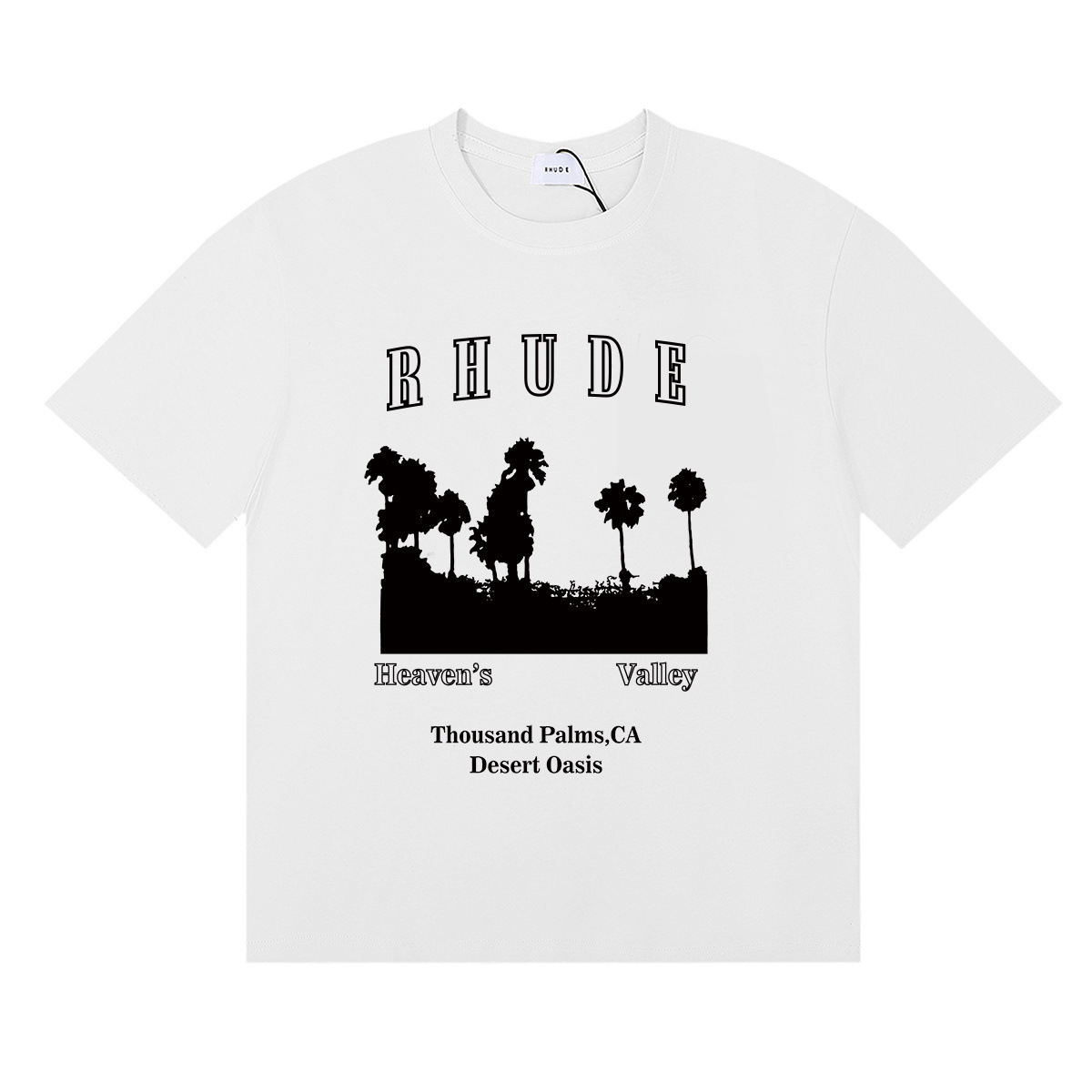 25 años de primavera y verano ropa de hombre RHUDE estampado callejero transpirable de media manga simple moda marca de moda camiseta de manga corta superior