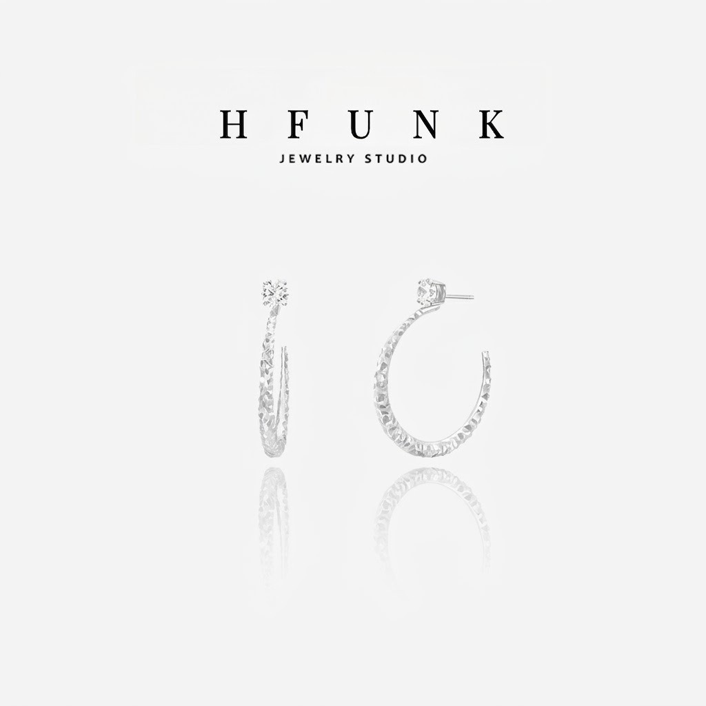 High-end, colorfast women's earrings, versatile French-style accessories, simple floral design, large C-shaped hoop earrings, unique design earrings