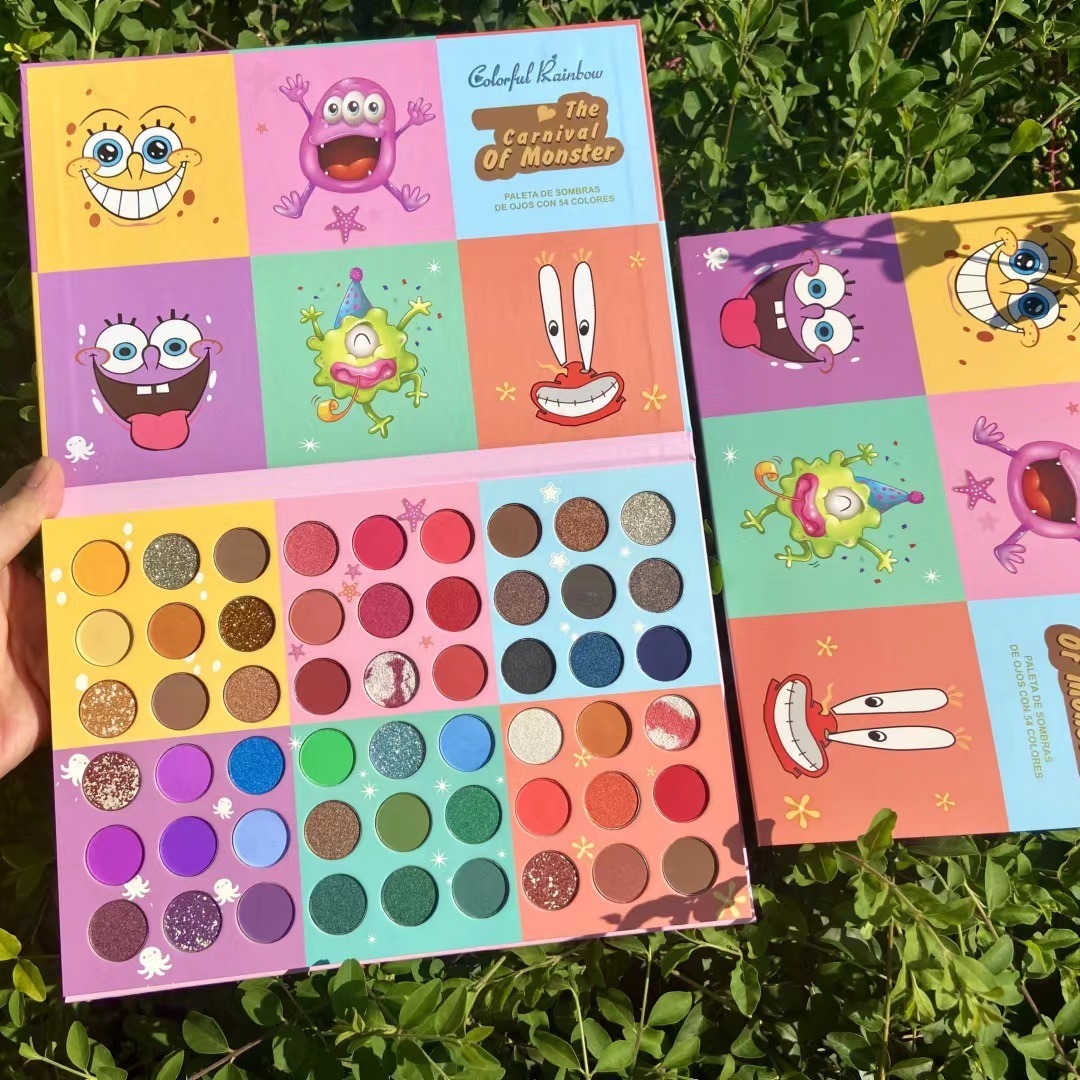 Foreign Trade Popular Spongebob 54-Color Eye Shadow European and American Makeup Palette Pearlescent Matte Gorgeous Multi-Color Stage Makeup