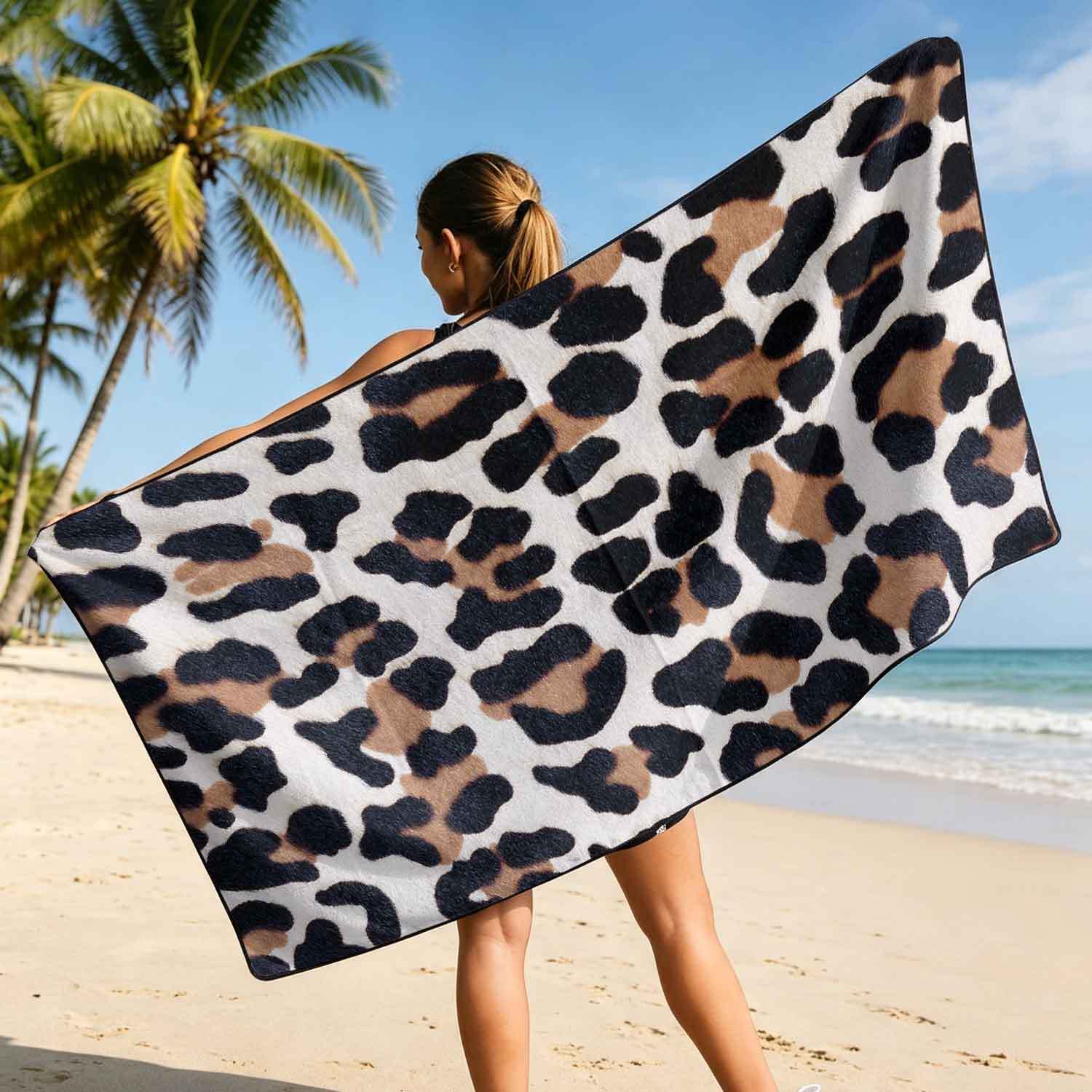 Printed bath towel and car seat cover 2-in-1, ultra-fine fiber outdoor beach and car dual-use universal seat cushion