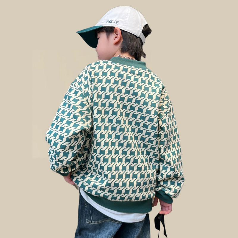 Jungen Pullover Hoodie 2024 Neuer Stil Trendy Frühling Herbst Base Shirt Explosive Street Mitte Große Kinder Top Robust_voghion.com