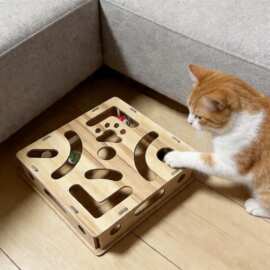 木质猫咪玩具消耗游戏铃铛迷宫正方形盒子宠物迷宫游戏木盒