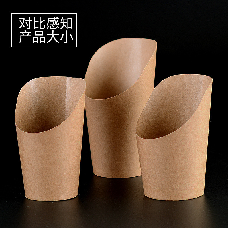 Taza de huevo desechable oblicua papas fritas taza de papel Kraft Rama de pino taza de memoria pollo ARROZ FLOR helado huevo taza de papel